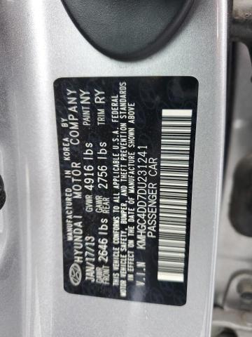 KMHGC4DD7DU231241 - 2013 HYUNDAI GENESIS 3.8L SILVER photo 12