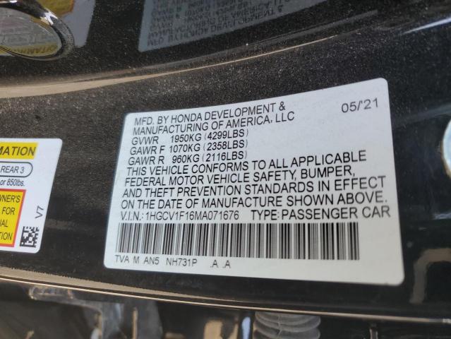 1HGCV1F16MA071676 - 2021 HONDA ACCORD LX BLACK photo 13