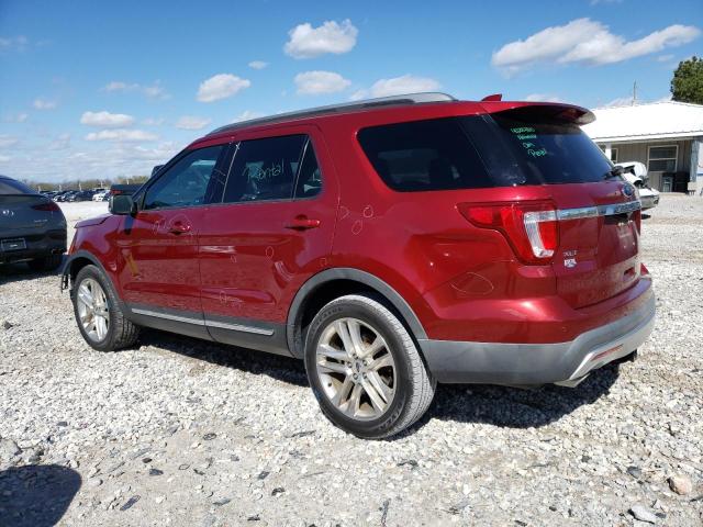 1FM5K7D84HGD53784 - 2017 FORD EXPLORER XLT RED photo 2