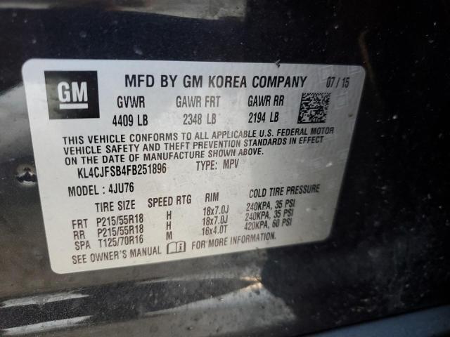 KL4CJFSB4FB251896 - 2015 BUICK ENCORE CONVENIENCE 黑色 照片 13