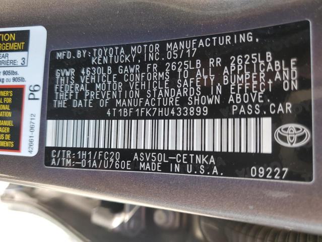 4T1BF1FK7HU433899 - 2017 TOYOTA CAMRY LE GRAY photo 12