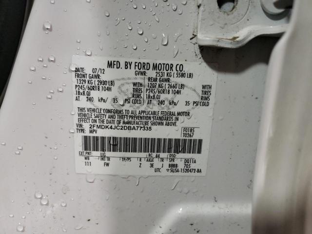 2FMDK4JC2DBA77335 - 2013 FORD EDGE SEL WHITE photo 14