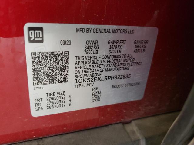 1GKS2EKL5PR322635 - 2023 GMC YUKON DENALI ULTIMATE RED photo 13