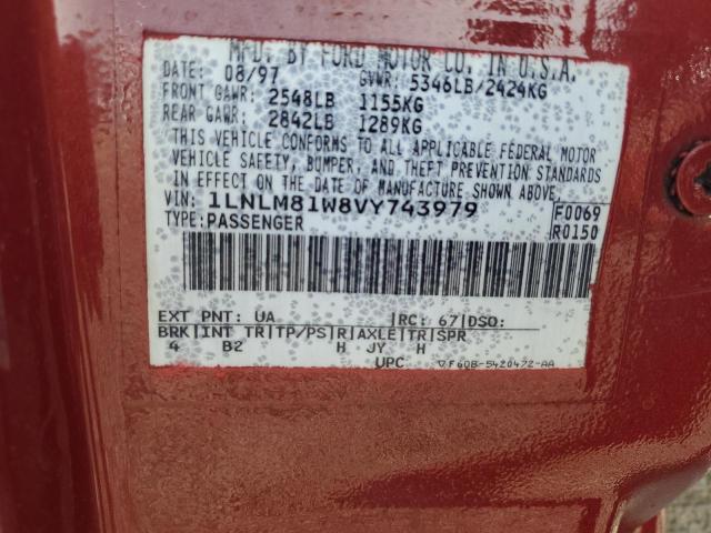 1LNLM81W8VY743979 - 1997 LINCOLN TOWN CAR EXECUTIVE BURGUNDY photo 12