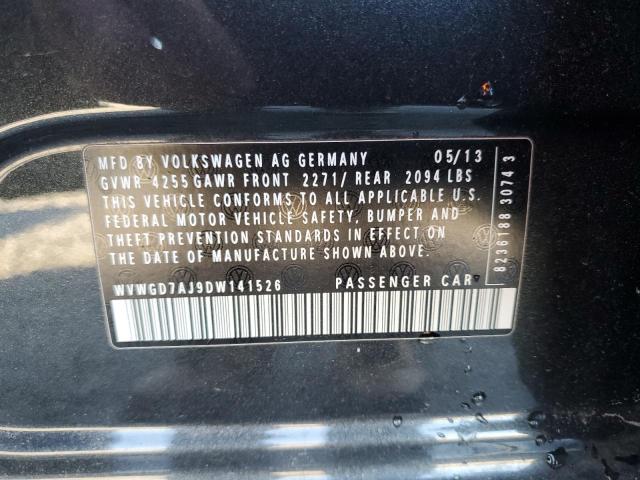 WVWGD7AJ9DW141526 - 2013 VOLKSWAGEN GOLF GRAY photo 12