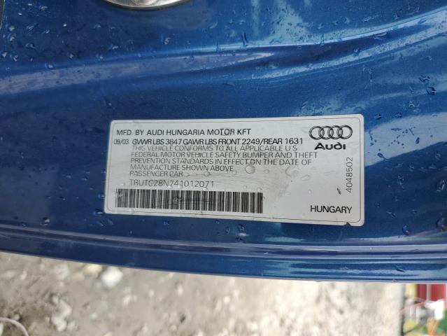 TRUTC28N741012071 - 2004 AUDI TT BLUE photo 12