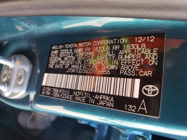 JTDKTUD36DD556856 - 2013 TOYOTA YARIS TEAL photo 13