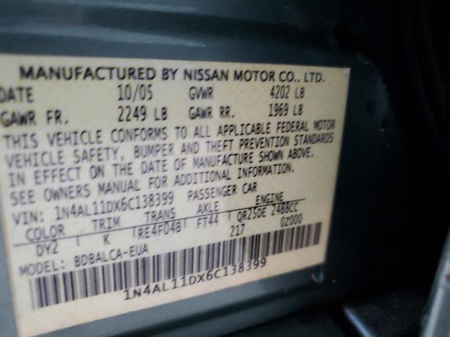 1N4AL11DX6C138399 - 2006 NISSAN ALTIMA S GREEN photo 12