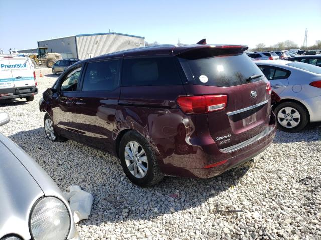 KNDMB5C13H6315655 - 2017 KIA SEDONA LX MAROON photo 2