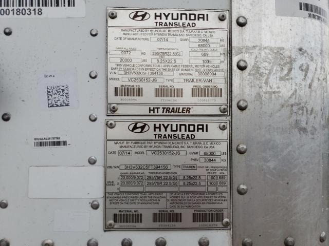 3H3V532C5FT394156 - 2015 HYUNDAI TRANSLEAD WHITE photo 10