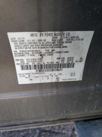 2FMGK5C85EBD28605 - 2014 FORD FLEX SEL GRAY photo 13