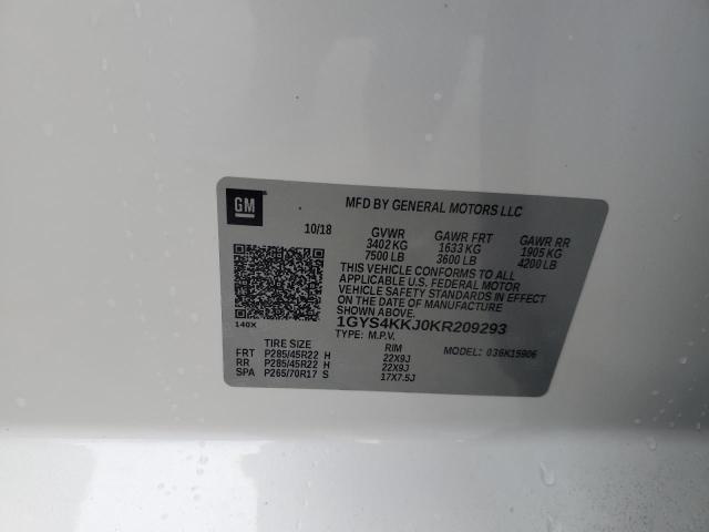 1GYS4KKJ0KR209293 - 2019 CADILLAC ESCALADE ESV PLATINUM თეთრი ფოტო 13