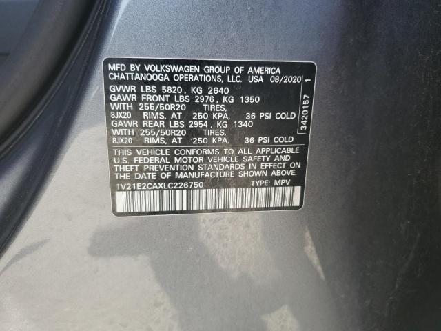 1V21E2CAXLC226750 - 2020 VOLKSWAGEN ATLAS CROS SE Gris foto 12