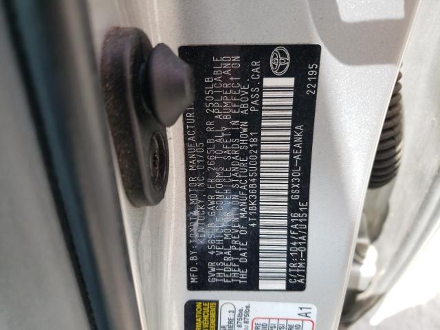 4T1BK36B45U002181 - 2005 TOYOTA AVALON XL SILVER photo 12