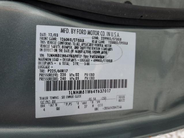 1LNHM81W64Y637017 - 2004 LINCOLN TOWN CAR EXECUTIVE GREEN photo 13