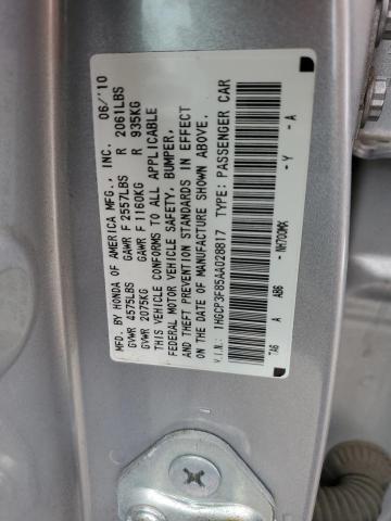 1HGCP3F85AA028817 - 2010 HONDA ACCORD EXL SILVER photo 13