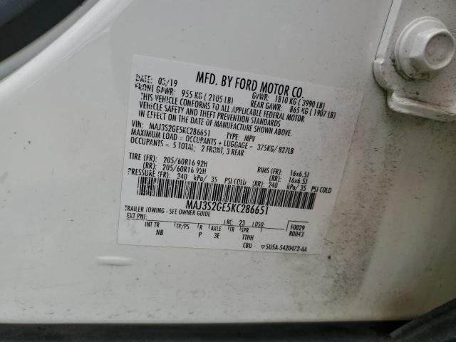 MAJ3S2GE5KC286651 - 2019 FORD ECOSPORT SE Weiß Foto 13