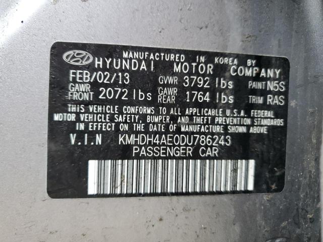 KMHDH4AE0DU786243 - 2013 HYUNDAI ELANTRA GLS GRAY photo 12