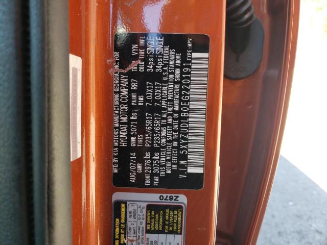 5XYZUDLB0EG220191 - 2014 HYUNDAI SANTA FE S ORANGE photo 14