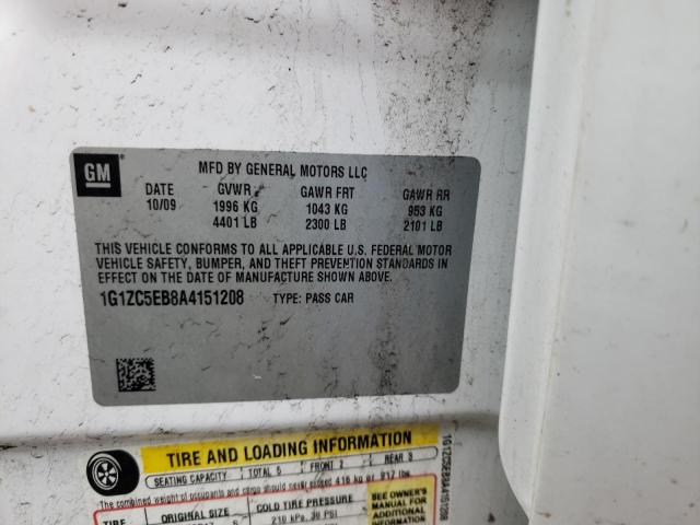 1G1ZC5EB8A4151208 - 2010 CHEVROLET MALIBU 1LT 白色 照片 12