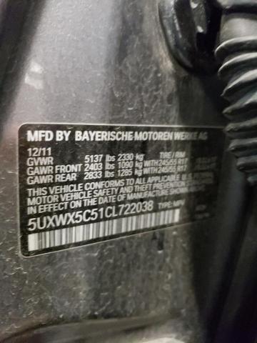 5UXWX5C51CL722038 - 2012 BMW X3 XDRIVE28I GRAY photo 14