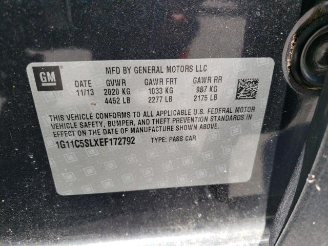 1G11C5SLXEF172792 - 2014 CHEVROLET MALIBU 1LT GRAY photo 12