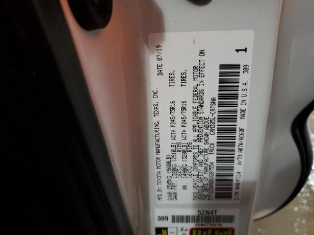 5TFSZ5AN2KX207554 - 2019 TOYOTA TACOMA ACCESS CAB 白色 照片 12