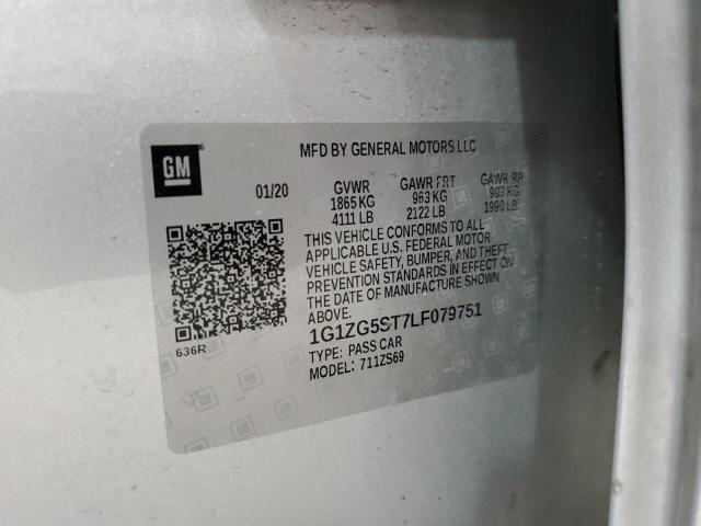 1G1ZG5ST7LF079751 - 2020 CHEVROLET MALIBU RS 银色 照片 12