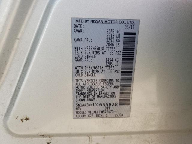 5N1AR2MN1DC655828 - 2013 NISSAN PATHFINDER S Gümüş foto 13