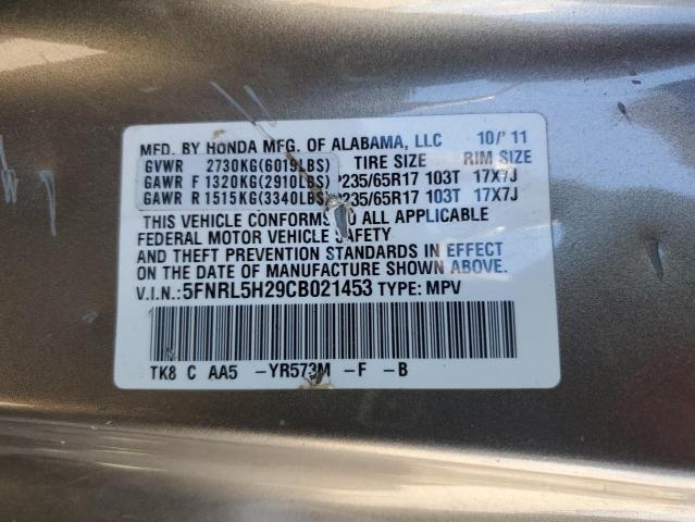 5FNRL5H29CB021453 - 2012 HONDA ODYSSEY LX GOLD photo 13