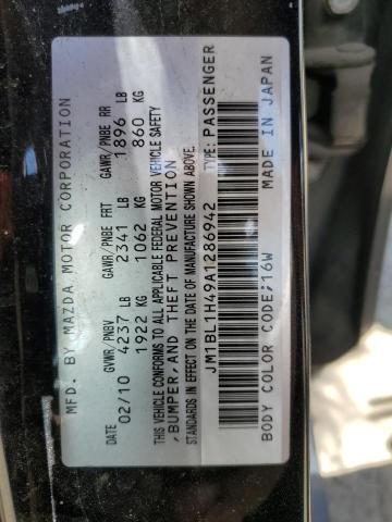 JM1BL1H49A1286942 - 2010 MAZDA SPEED 3 BLACK photo 12