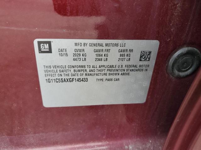 1G11C5SAXGF145433 - 2016 CHEVROLET MALIBU LIM LT Бордовый фото 12
