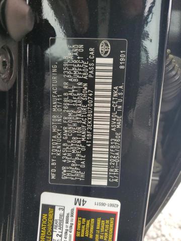 4T1BF3EKXBU700747 - 2011 TOYOTA CAMRY BASE Қара фото 12