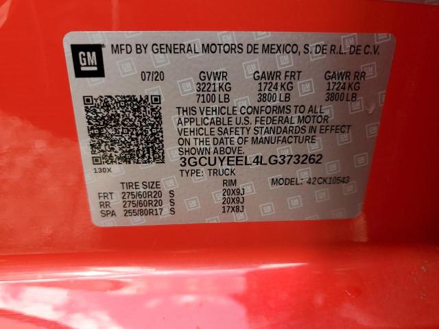 3GCUYEEL4LG373262 - 2020 CHEVROLET SILVERADO K1500 RST RED photo 13