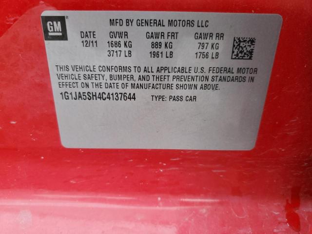 1G1JA5SH4C4137644 - 2012 CHEVROLET SONIC LS Qırmızı foto 12