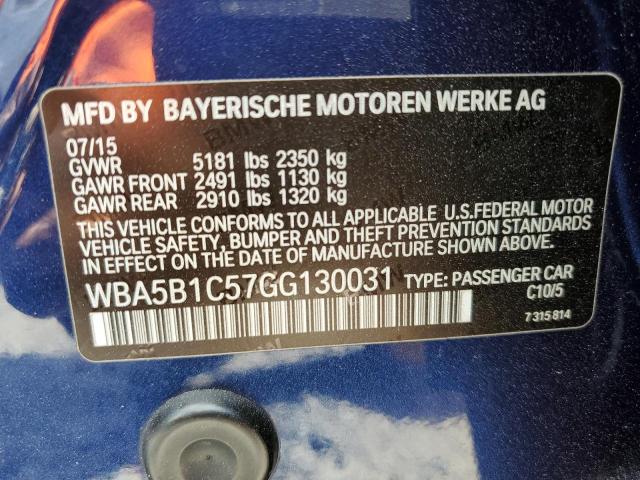 WBA5B1C57GG130031 - 2016 BMW 535 I BLUE photo 13