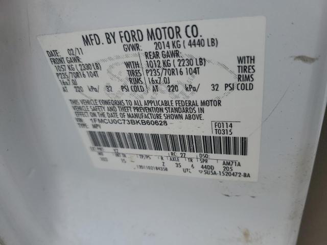 1FMCU0C73BKB60628 - 2011 FORD ESCAPE XLS WHITE photo 12