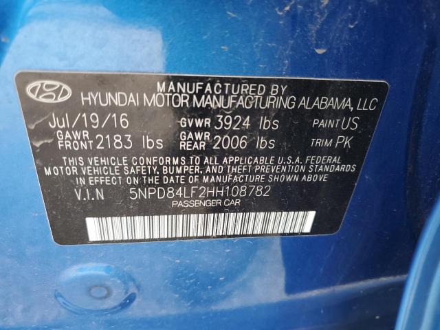 5NPD84LF2HH108782 - 2017 HYUNDAI ELANTRA SE BLUE photo 12