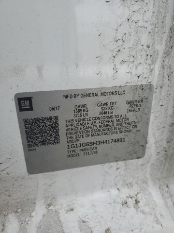 1G1JG6SH3H4174891 - 2017 CHEVROLET SONIC WHITE photo 12