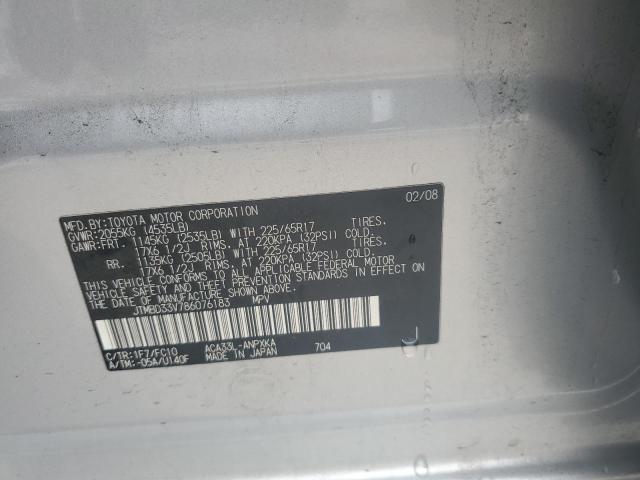 JTMBD33V786076183 - 2008 TOYOTA RAV4 GRAY photo 12