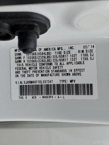 5J6RM4H77EL057347 - 2014 HONDA CR-V EXL WHITE photo 13