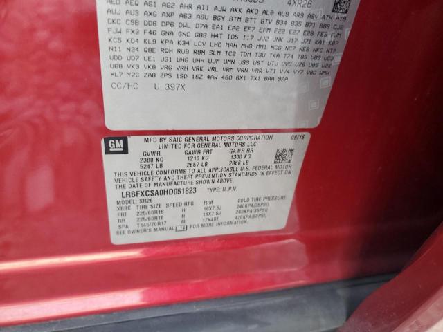 LRBFXCSA0HD051823 - 2017 BUICK ENVISION PREFERRED წითელი ფოტო 13