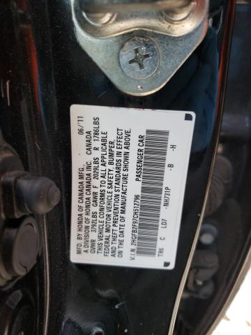 2HGFB2F97CH512796 - 2012 HONDA CIVIC EXL BLACK photo 12