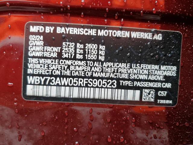 WBY73AW05RFS90523 - 2024 BMW I4 EDRIVE 40 RED photo 13