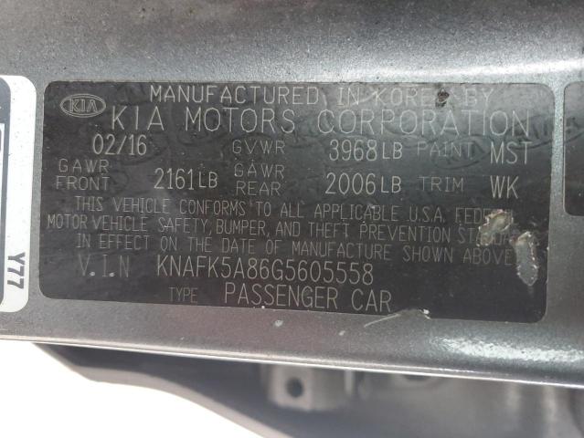 KNAFK5A86G5605558 - 2016 KIA FORTE LX GRAY photo 13