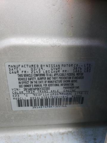 3N1AB7AP8KY322366 - 2019 NISSAN SENTRA S SILVER photo 12