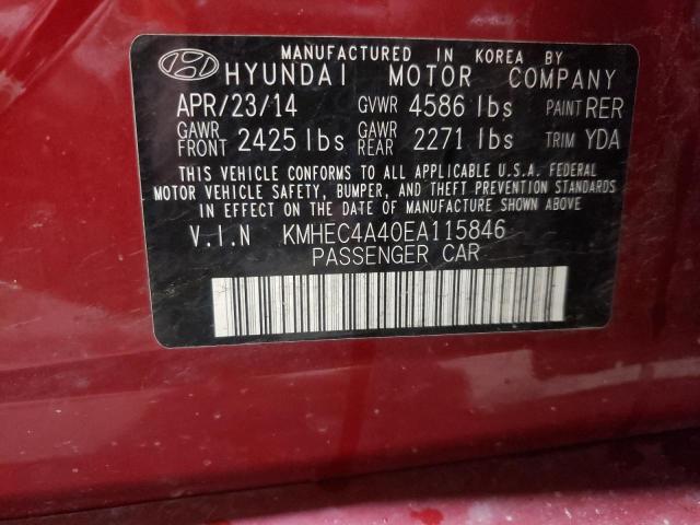 KMHEC4A40EA115846 - 2014 HYUNDAI SONATA HYBRID RED photo 12