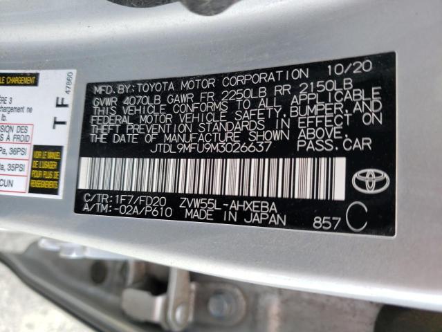 JTDL9MFU9M3026637 - 2021 TOYOTA PRIUS LE SILVER photo 12