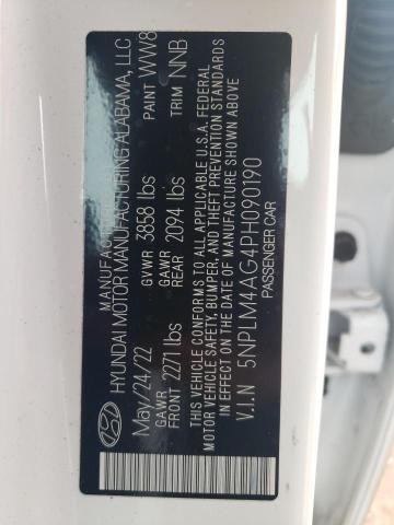 5NPLM4AG4PH090190 - 2023 HYUNDAI ELANTRA SEL WHITE photo 12