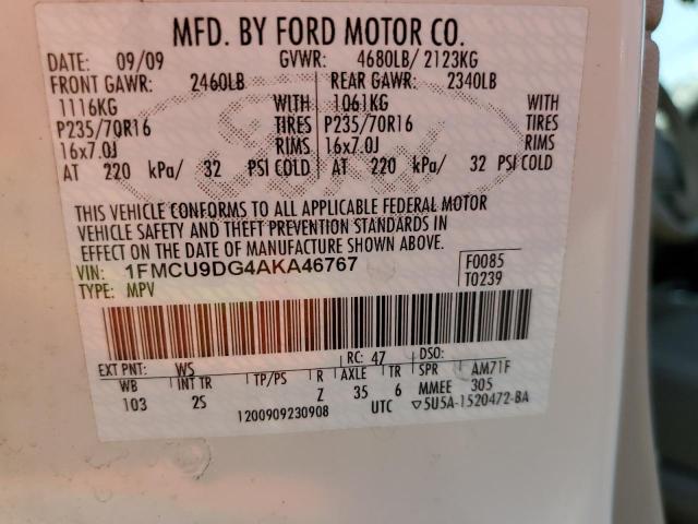 1FMCU9DG4AKA46767 - 2010 FORD ESCAPE XLT CREAM photo 13